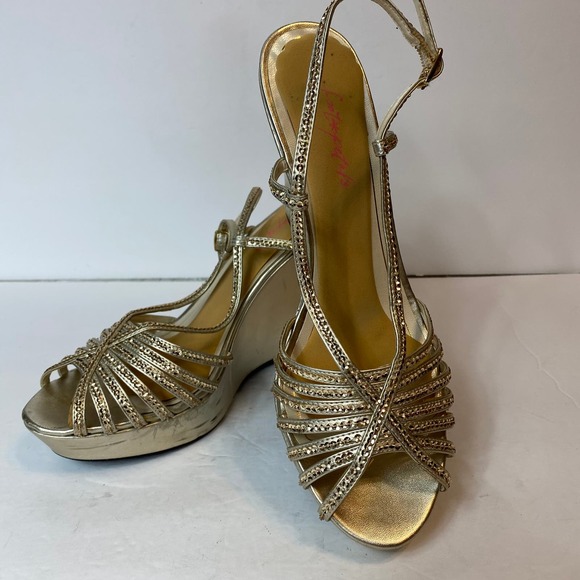 Caparros Bristol Gold OpenToe Wedge Heel - Picture 2 of 16